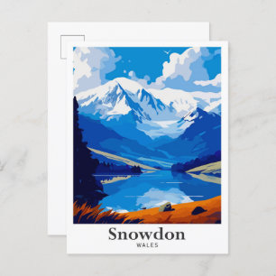 Snowdon Wales Art Vintage Travel Illustration Postcard