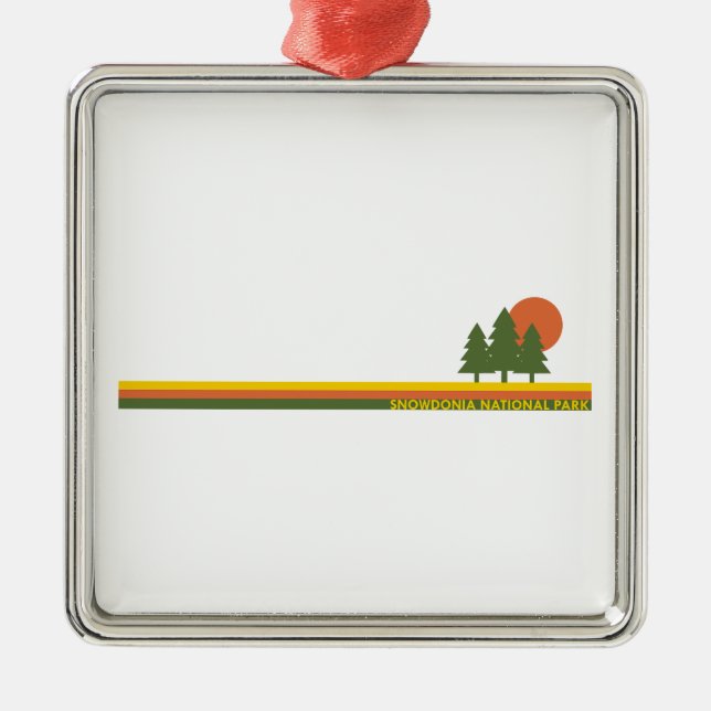 Snowdonia National Park Pine Trees Sun Metal Ornament (Front)