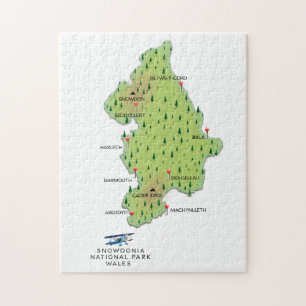 Snowdonia national park, Wales map Jigsaw Puzzle