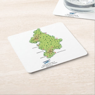 Snowdonia national park, Wales map Square Paper Coaster