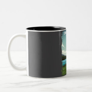Snowdonia National Park Wales UK Travel Poster Two-Tone Coffee Mug