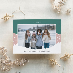 Snowdrift Colorblock Horizontal Photo Holiday Card