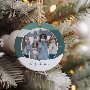 Snowdrift   Colorblock Photo Personalised Ceramic Ornament