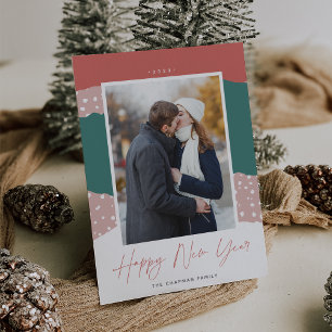 Snowdrift   Colorblock Vertical Photo New Year Hol Holiday Card