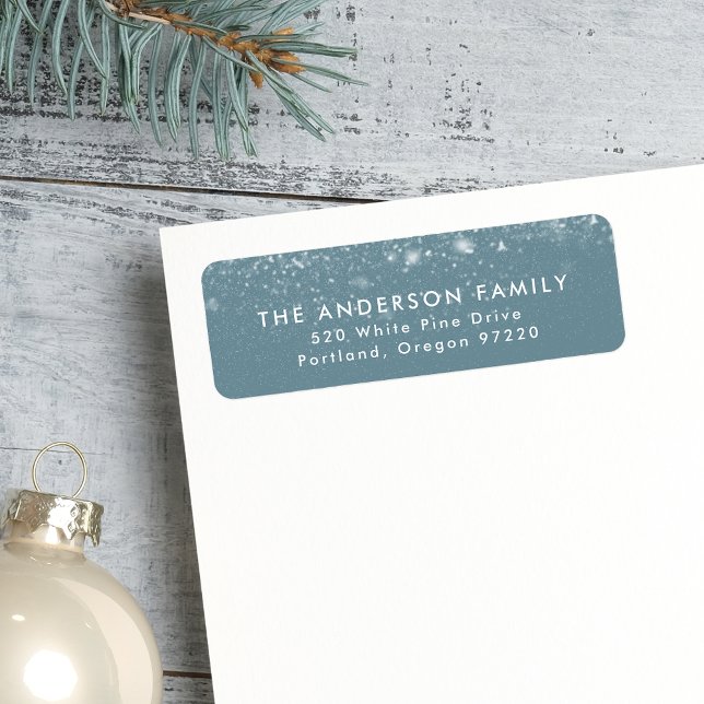 Snowdrift Light Blue Holiday Return Address Label (Creator Uploaded)