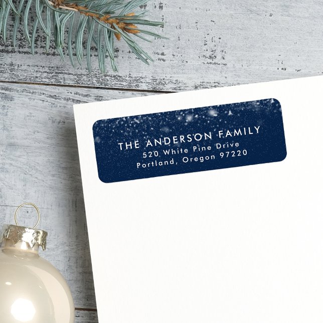 Snowdrift Navy Blue Holiday Return Address Label (Creator Uploaded)