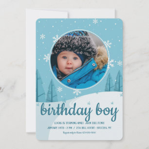 Snowdrift Photo Birthday Party Invitation