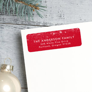 Snowdrift Red Holiday Return Address Label
