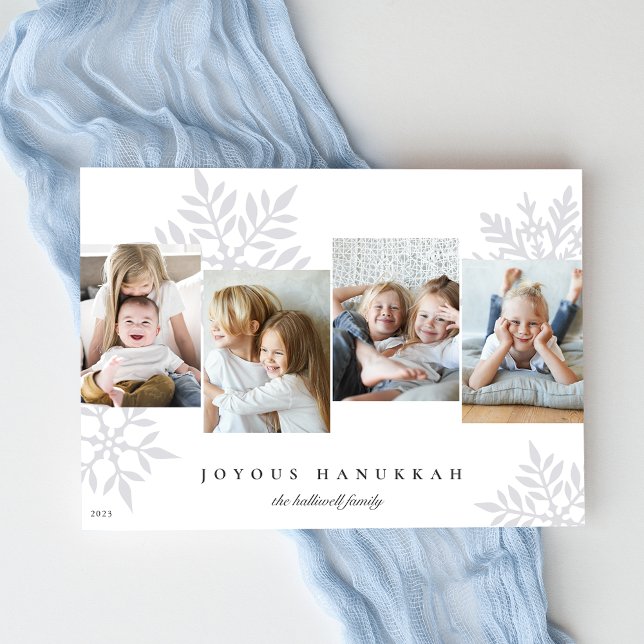 Snowdrop 4 Photo Collage Hanukkah Holiday Card (Creator Uploaded)