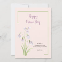 Snowdrop Floral Name Day Card