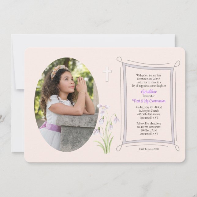 Snowdrop Floral Photo Invitation (Front)
