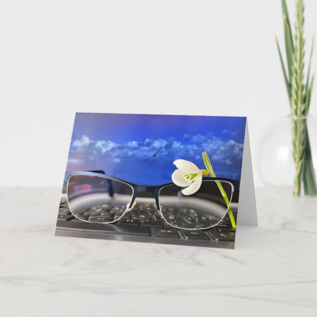 Snowdrop glasses keyboard card (Front)