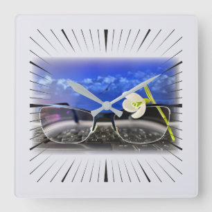 Snowdrop glasses keyboard square wall clock
