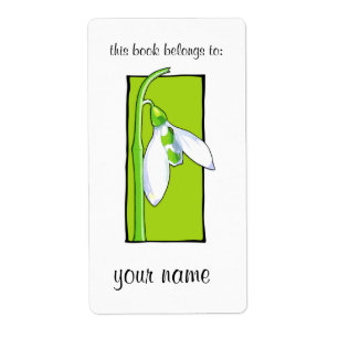 Snowdrop green Bookplate Label