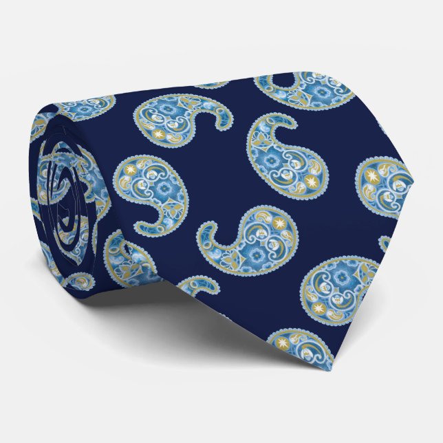 Snowdrop Paisley Pattern Tie (Rolled)