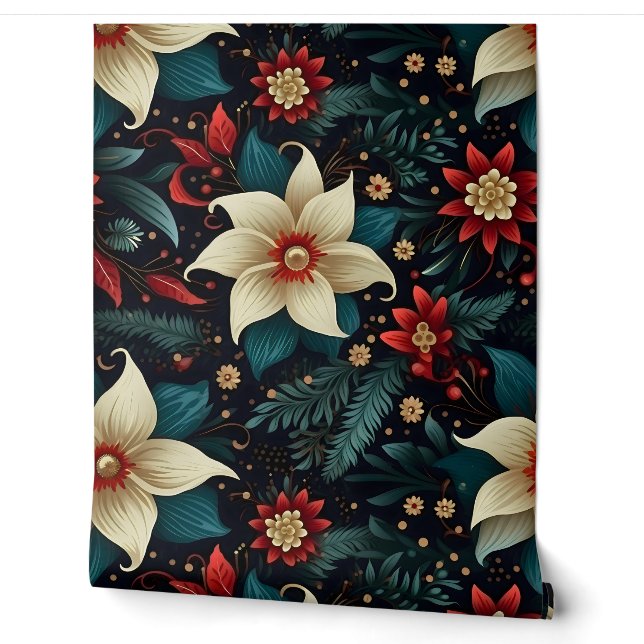 Snowdrop Starry Blooms Botanical Wallpaper (Unrolling)