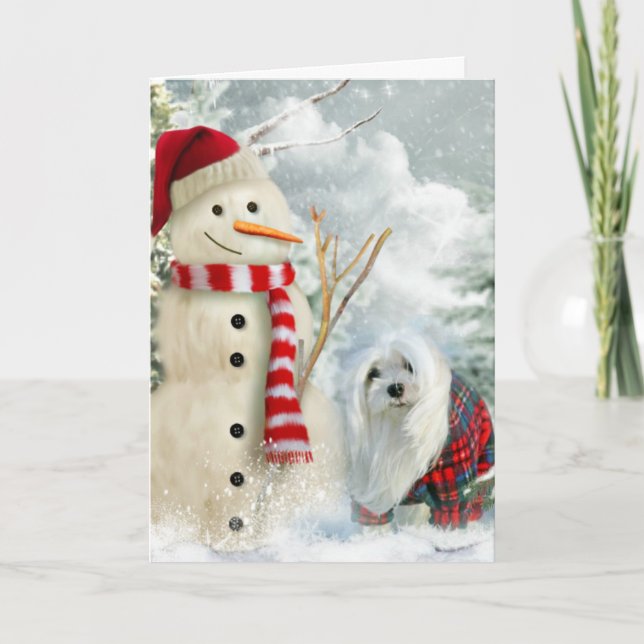Snowdrop the Maltese Christmas Card (Front)