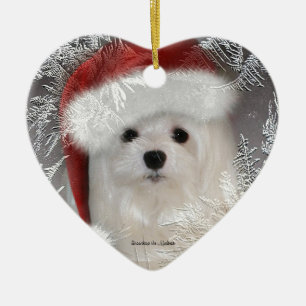 Snowdrop the Maltese Christmas Ornament
