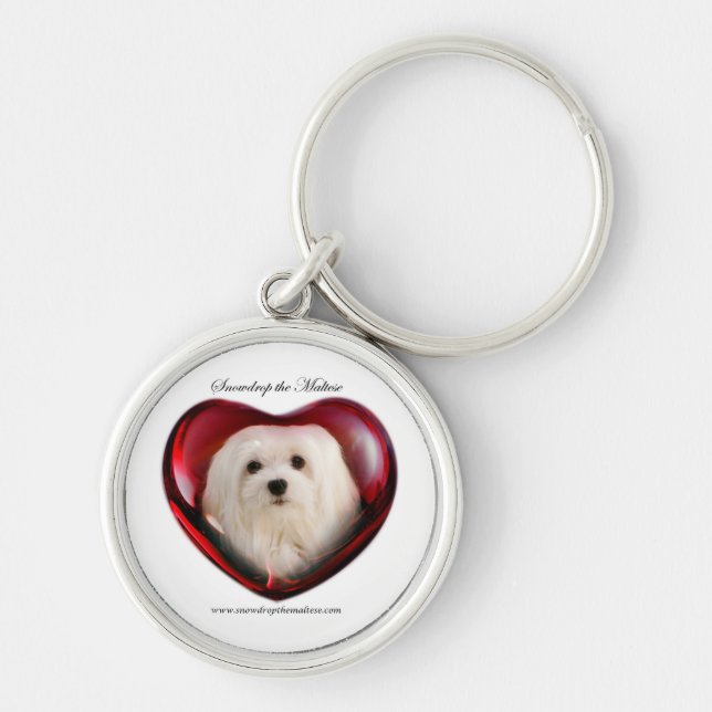 Snowdrop the Maltese Keychain (Front)