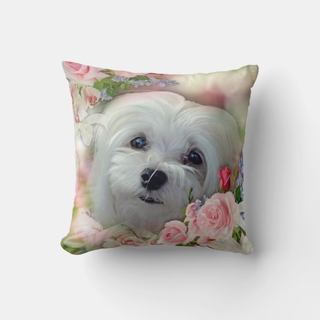 Snowdrop the Maltese Pillow/Cushion Cushion (Front)