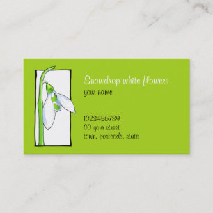 Snowdrop white green Florist Business Card