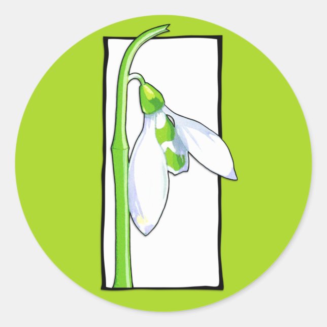 Snowdrop white green Sticker (Front)