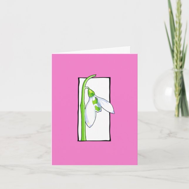 Snowdrop white pink Note Card (Front)