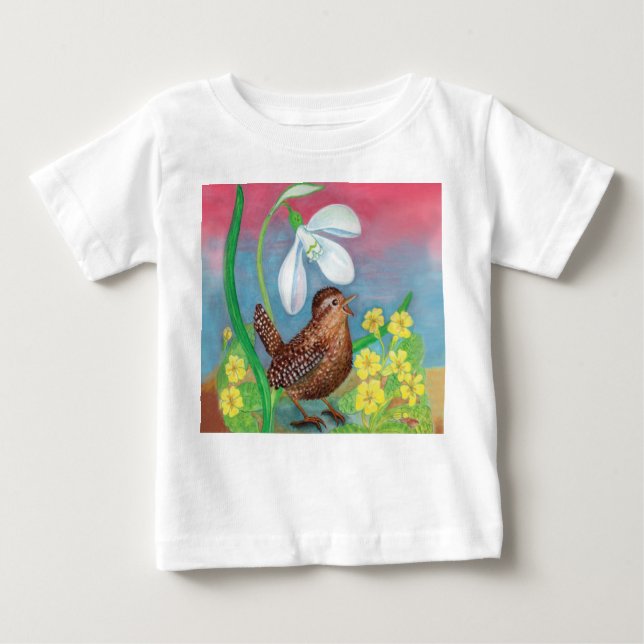 Snowdrop & wren bird summon the spring  baby T-Shirt (Front)