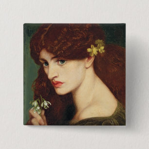 Snowdrops, 1873 (oil on canvas) 15 cm square badge