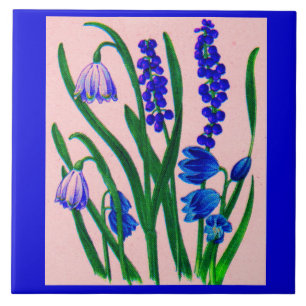 snowdrops and scilla tile