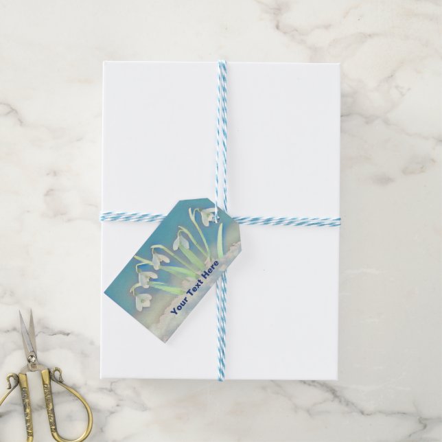 Snowdrops Blue Gift Tags (With Twine)