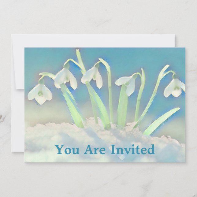 Snowdrops Blue Invitation (Front)