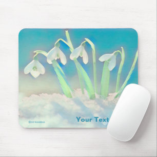 Snowdrops Blue Mouse Pad