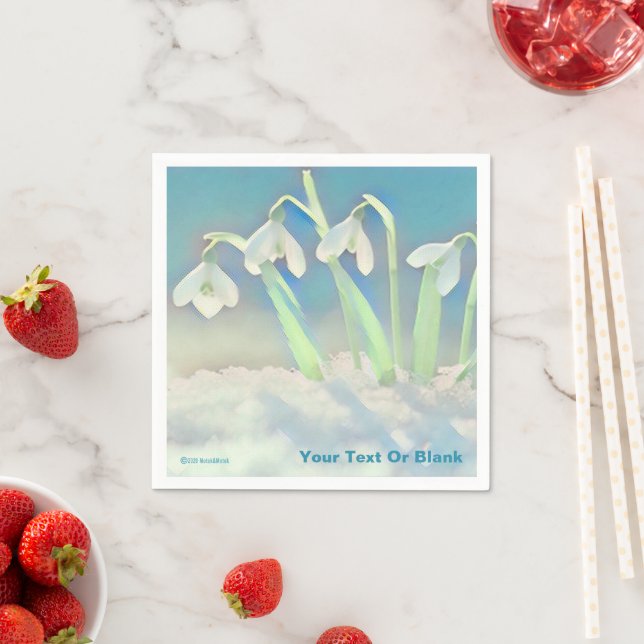 Snowdrops Blue Napkin (Insitu)