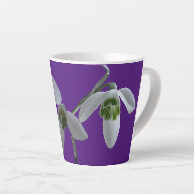 Snowdrops Cust. Purple Latte Mug (Right Angle)