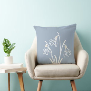 Snowdrops Flowers January Birthday Cushion