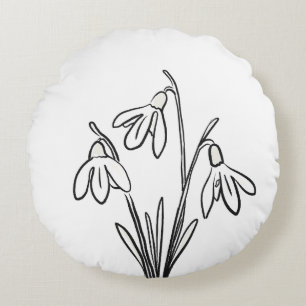 Snowdrops Flowers January Birthday Round Cushion