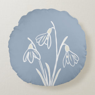 Snowdrops Flowers January Birthday  Round Cushion