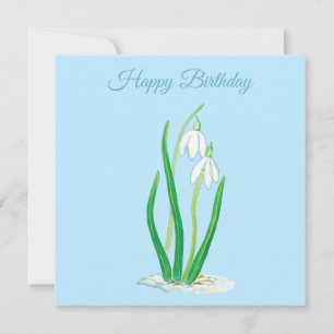 Snowdrops (Galanthus) Illustration Birthday Card