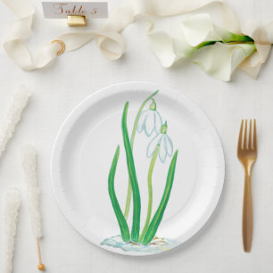 Snowdrops (Galanthus nivalis)  Paper Plate