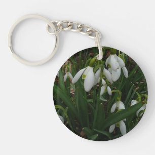 Snowdrops I (Galanthus) White Spring Flowers Key Ring
