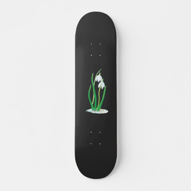 Snowdrops in Snow  Skateboard (Front)