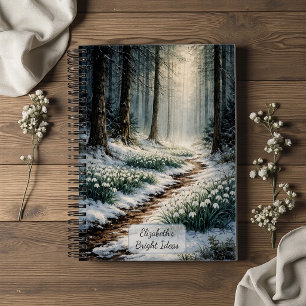 Snowdrops in Winter Forest Notebook