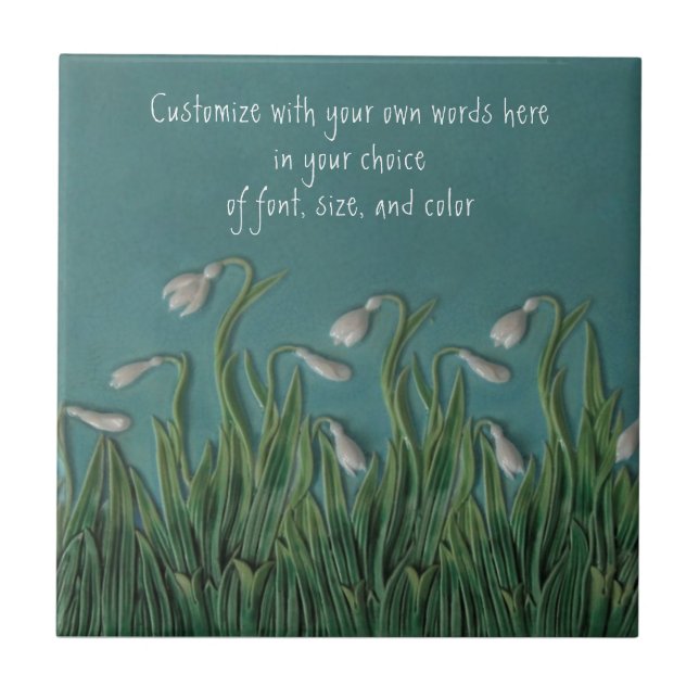 Snowdrops Majolica Faux Relief c1875 G.Jones Repro Ceramic Tile (Front)