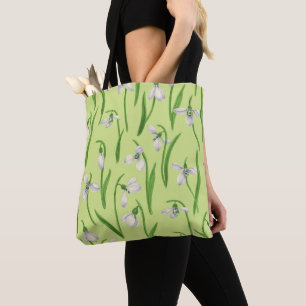 Snowdrops on honey dew tote bag