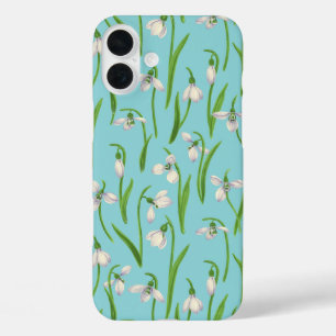 Snowdrops on pool blue iPhone 16 plus case
