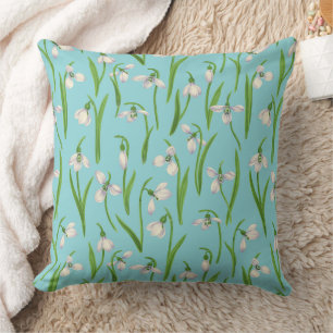 Snowdrops on pool blue cushion