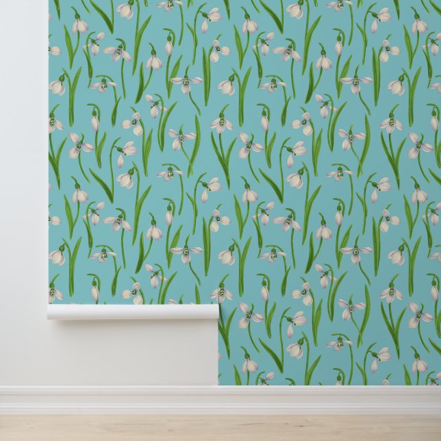 Snowdrops on pool blue wallpaper (Application)