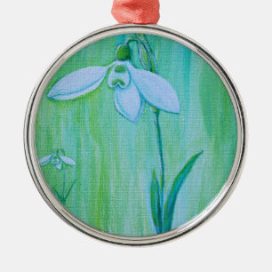 Snowdrops Painting Metal Ornament