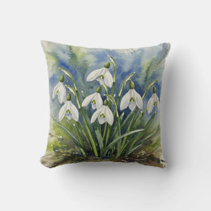 Snowdrops Spring Flower Pillow